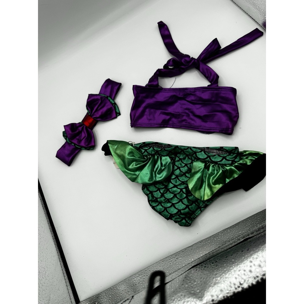 New mermaid swimsuit For 0-3 M With Headband 2 Piece Green/black/purple A2